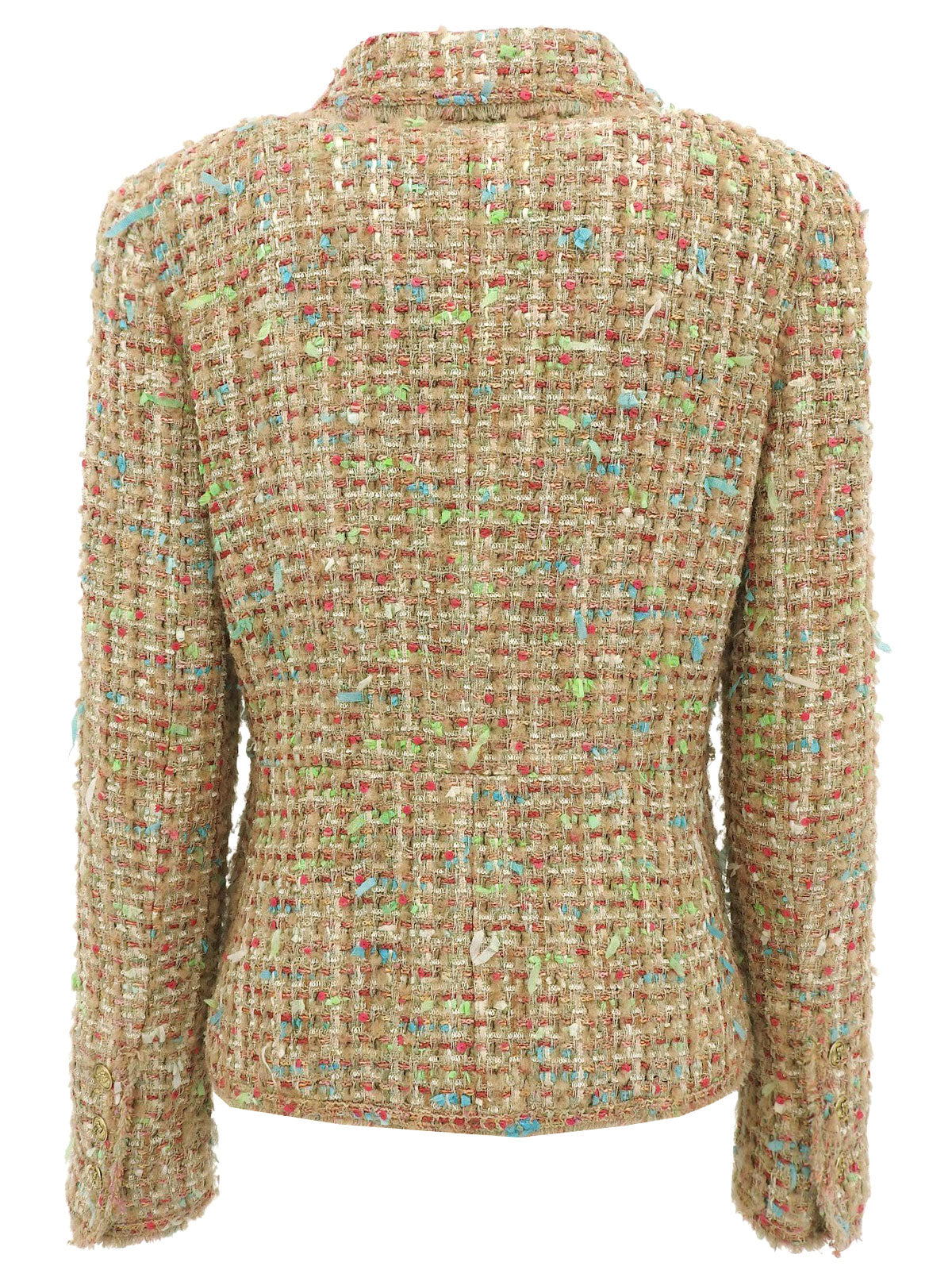 2004年製 ツイードリボンCCマークボタンジャケット ベージュ/マルチ