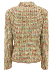 2004年製 ツイードリボンCCマークボタンジャケット ベージュ/マルチ