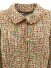 2004年製 ツイードリボンCCマークボタンジャケット ベージュ/マルチ