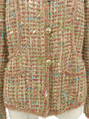 2004年製 ツイードリボンCCマークボタンジャケット ベージュ/マルチ