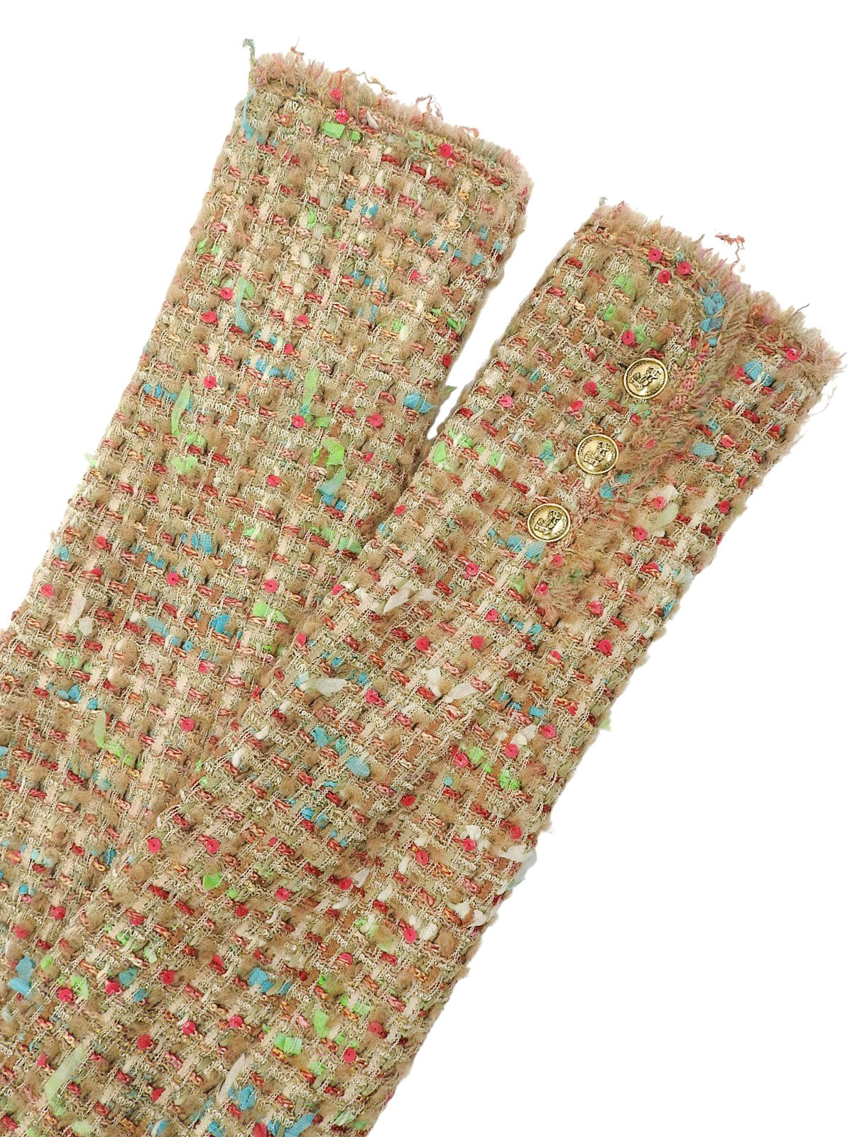 2004年製 ツイードリボンCCマークボタンジャケット　ベージュ/マルチ