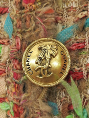 2004年製 ツイードリボンCCマークボタンジャケット　ベージュ/マルチ