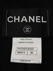 ツイードCCマークボタンジャケット ブラック/ホワイト