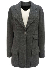 ツイードCCマークボタンジャケット ブラック/ホワイト