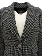 ツイードCCマークボタンジャケット ブラック/ホワイト