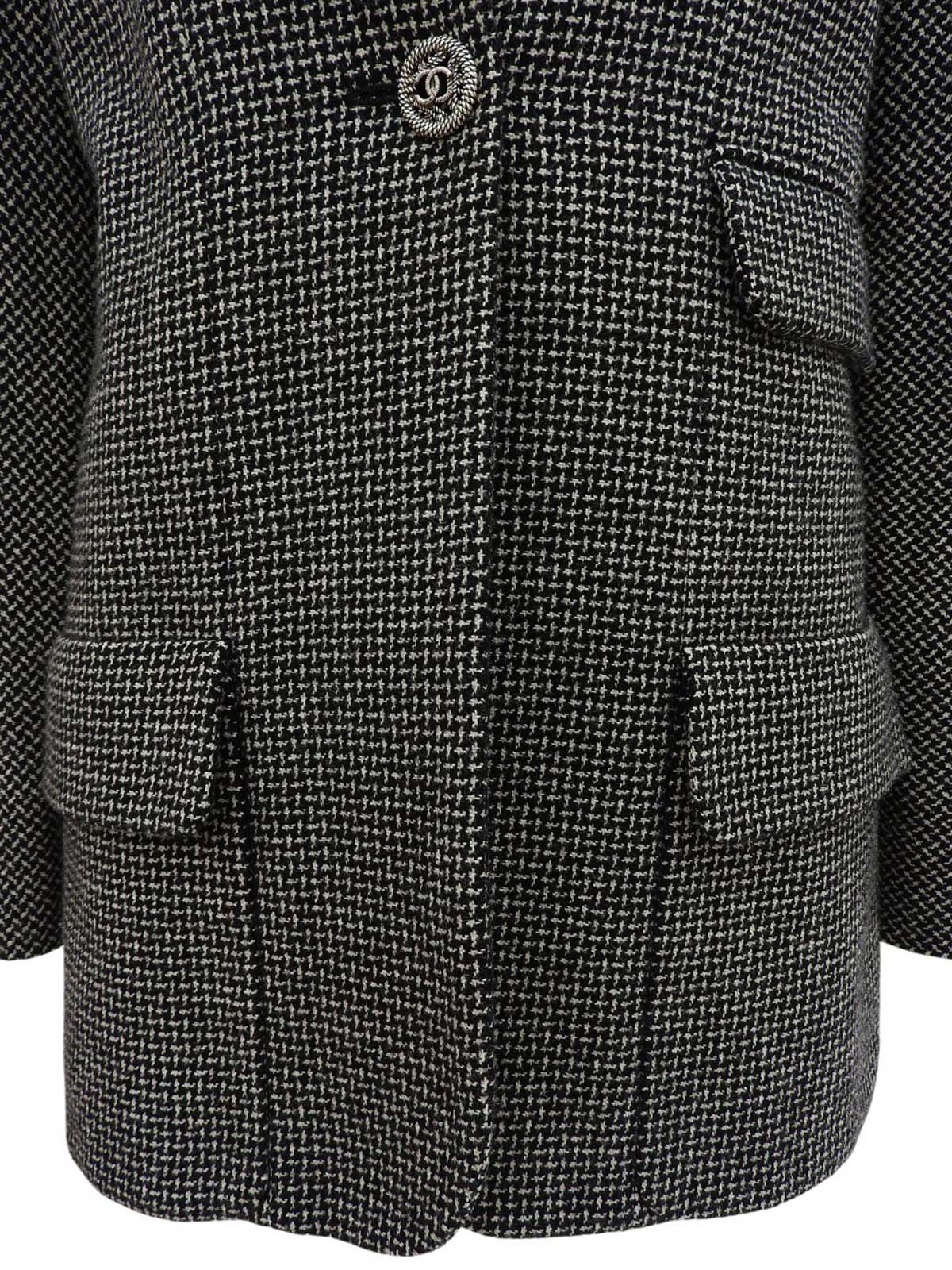 ツイードCCマークボタンジャケット ブラック/ホワイト
