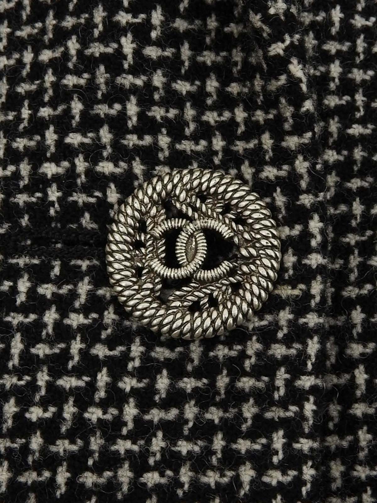 ツイードCCマークボタンジャケット ブラック/ホワイト