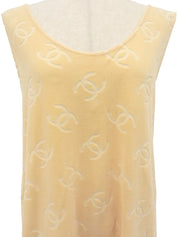 1996年製 ベルベットCCマークノースリーブワンピース クリームイエロー