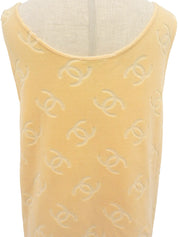 1996年製 ベルベットCCマークノースリーブワンピース クリームイエロー