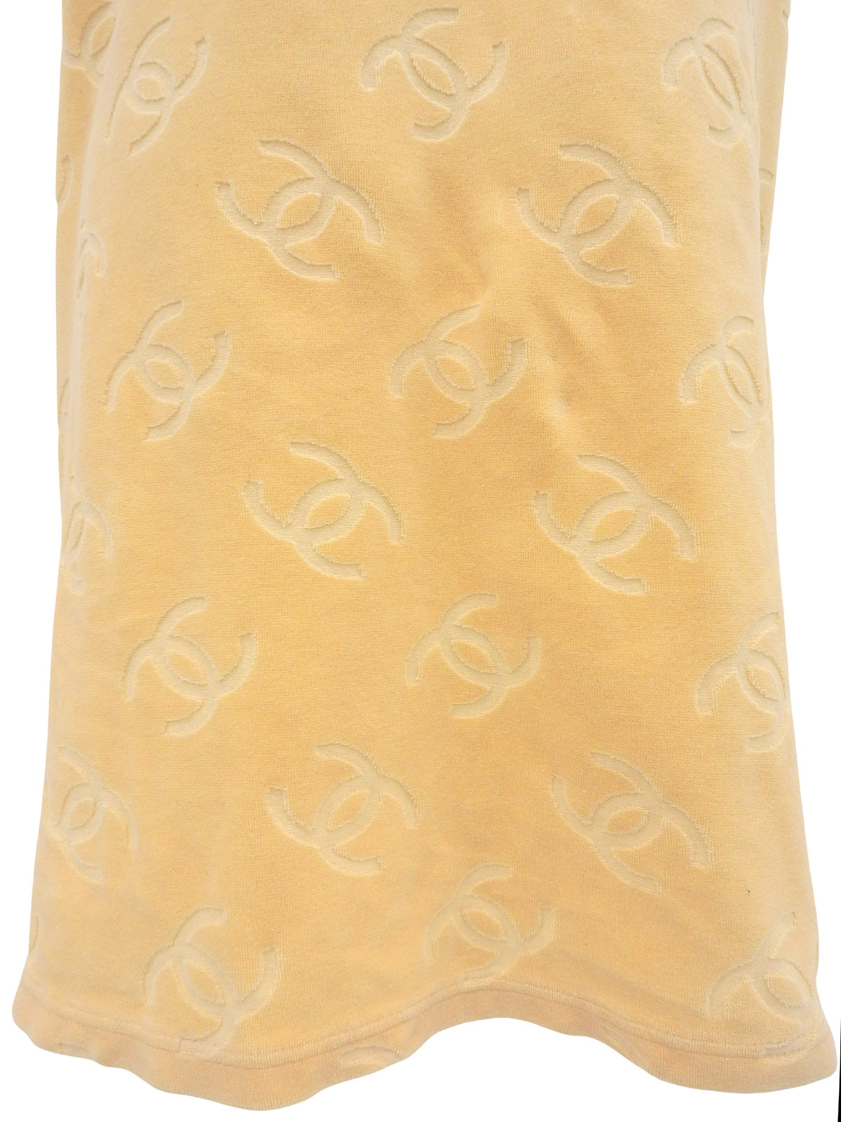 1996年製 ベルベットCCマークノースリーブワンピース クリームイエロー