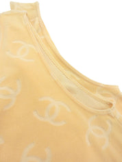 1996年製 ベルベットCCマークノースリーブワンピース クリームイエロー