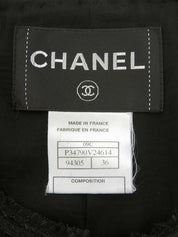 2009年製 ツイードドットCCマークボタンノーカラージャケット ブラック