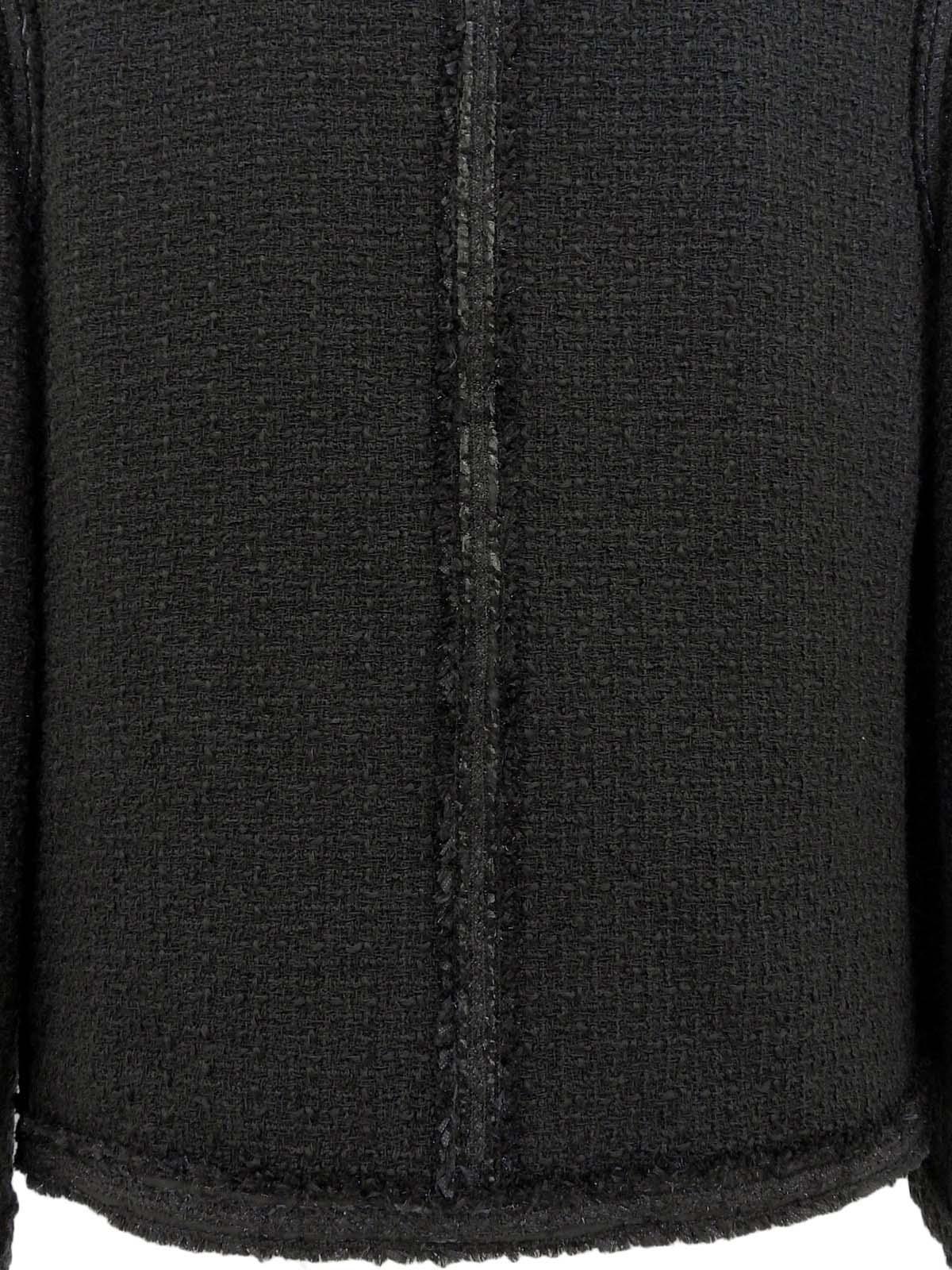 2009年製 ツイードドットCCマークボタンノーカラージャケット ブラック