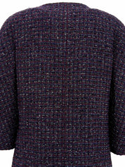 ツイードラメCCマークボタンノーカラーコート ボルドー/マルチ