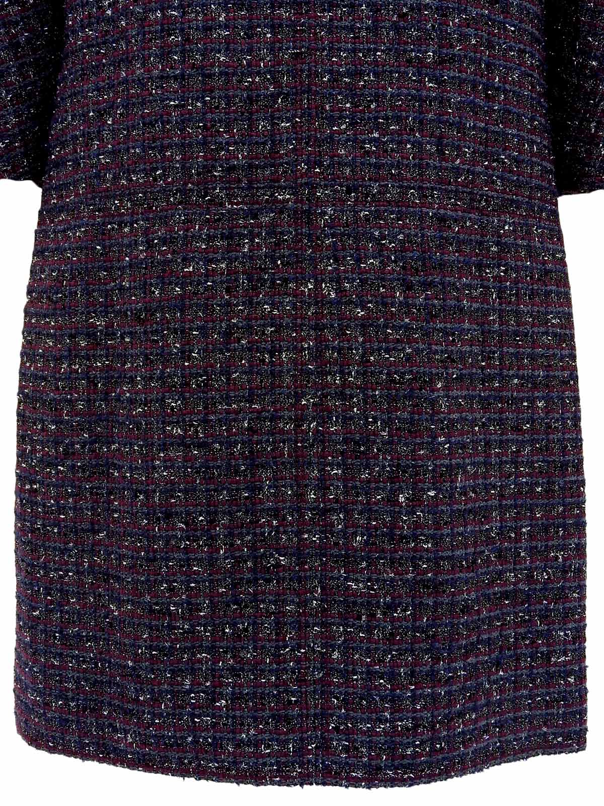 ツイードラメCCマークボタンノーカラーコート ボルドー/マルチ