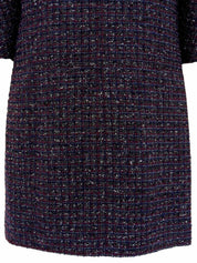 ツイードラメCCマークボタンノーカラーコート ボルドー/マルチ