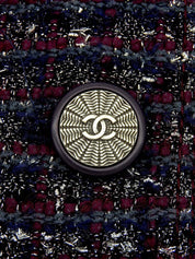 ツイードラメCCマークボタンノーカラーコート ボルドー/マルチ