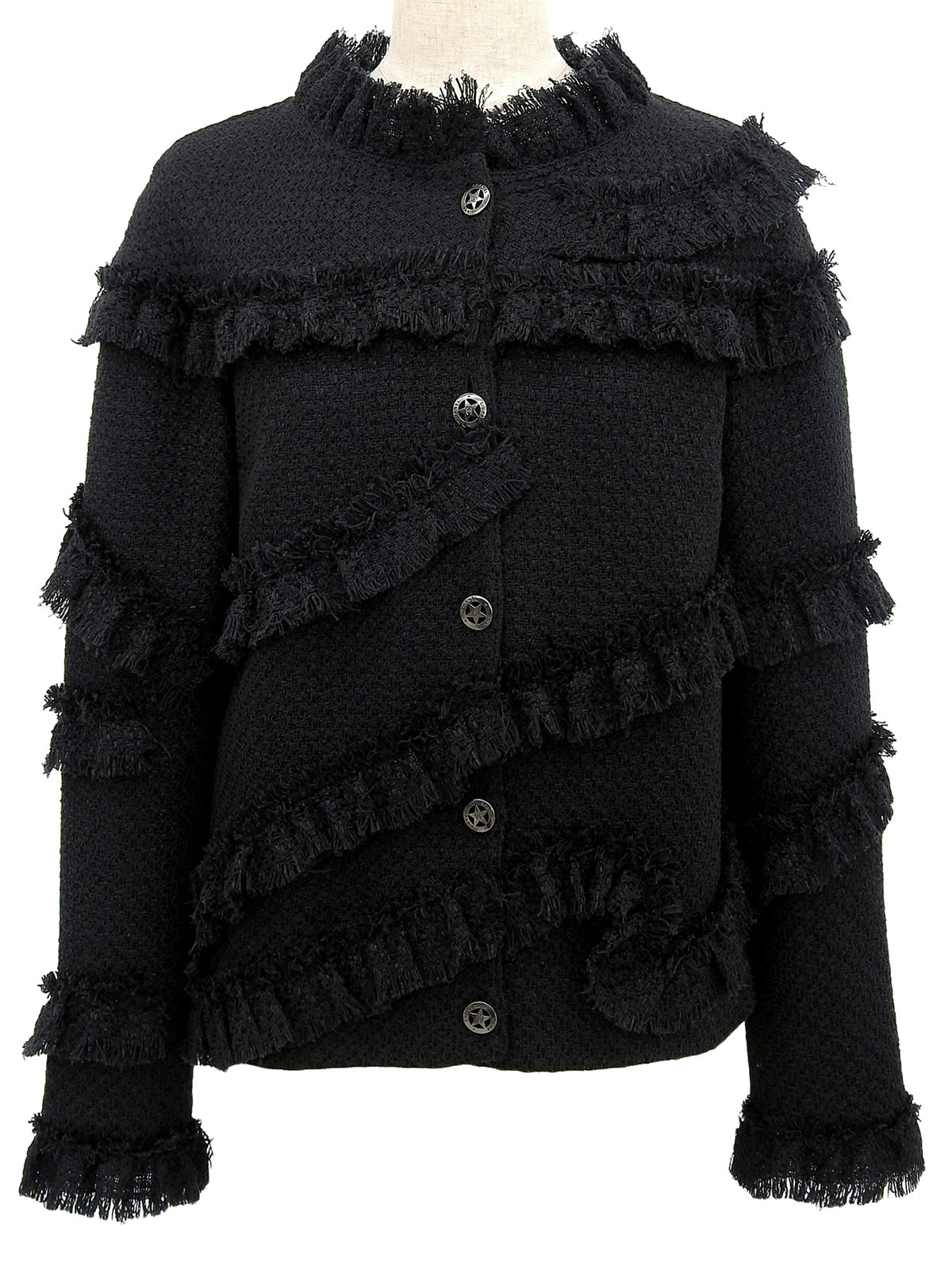 CCマークボタンフリンジジャケット　ネイビー