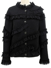 CCマークボタンフリンジジャケット　ネイビー