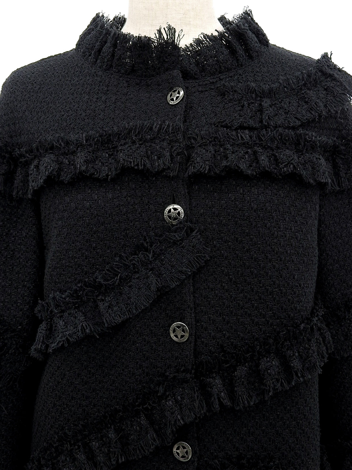 CCマークボタンフリンジジャケット　ネイビー