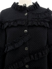 CCマークボタンフリンジジャケット　ネイビー