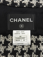 2009年製 CCボタンハウンドトゥースパターンフリルジャケット ブラック/ホワイト