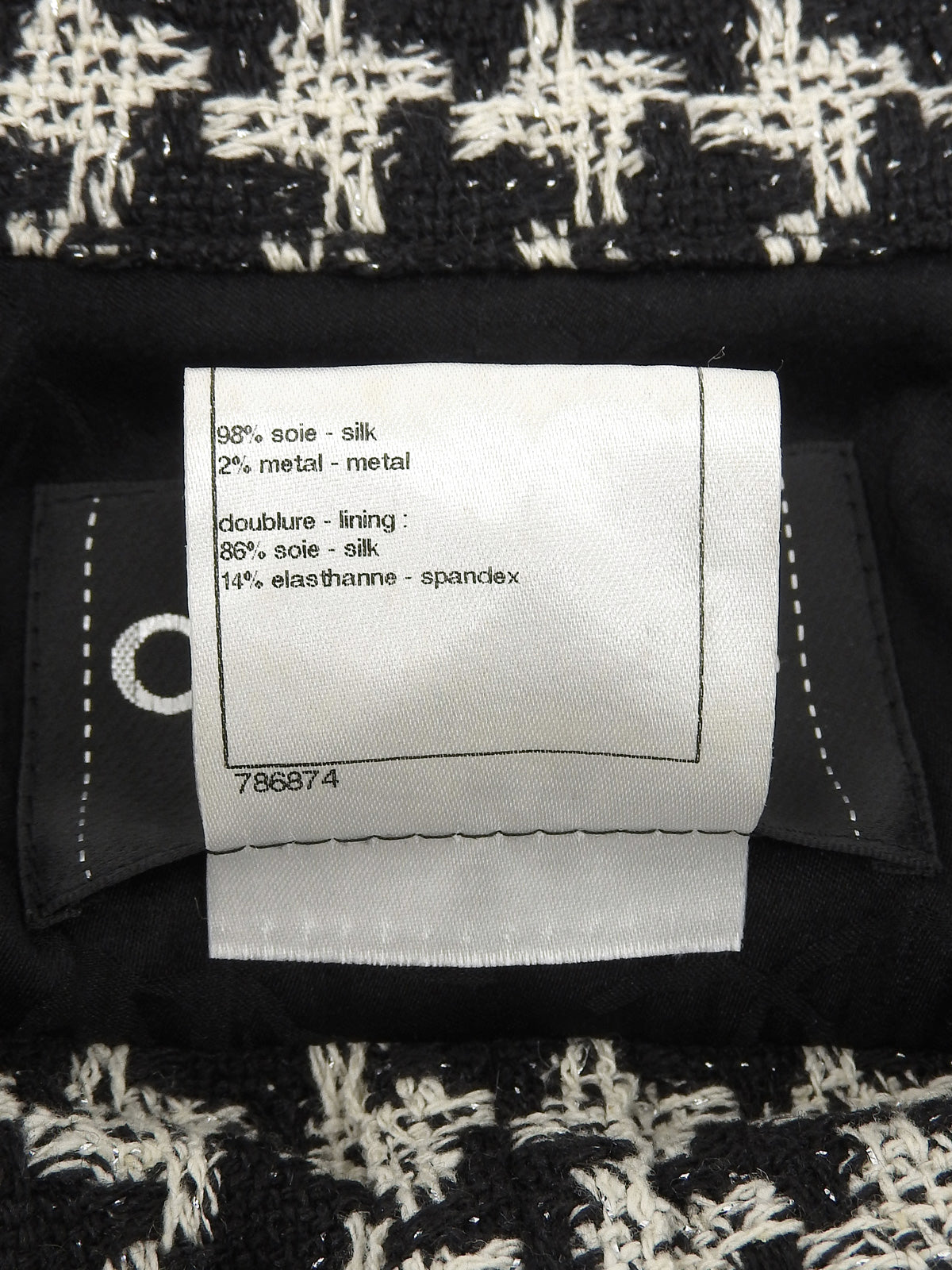 2009年製 CCボタンハウンドトゥースパターンフリルジャケット ブラック/ホワイト