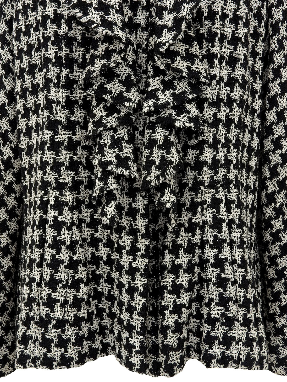 2009年製 CCボタンハウンドトゥースパターンフリルジャケット ブラック/ホワイト