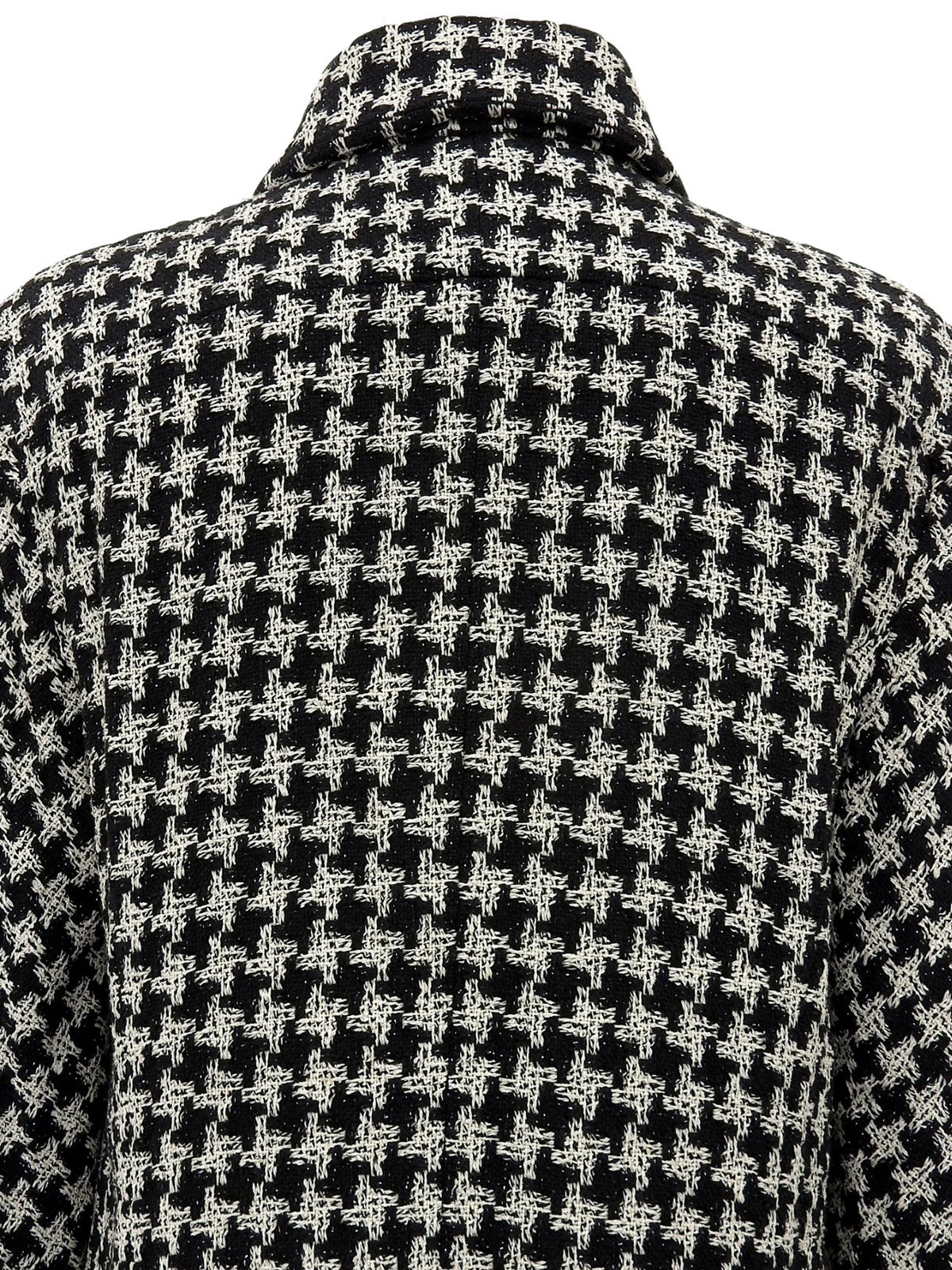 2009年製　CCボタンハウンドトゥースパターンフリルジャケット　ブラック/ホワイト
