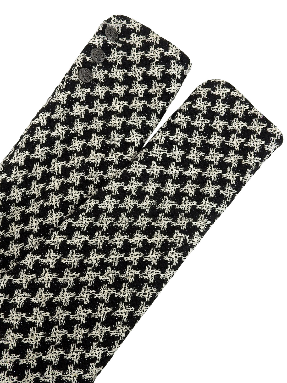 2009年製　CCボタンハウンドトゥースパターンフリルジャケット　ブラック/ホワイト