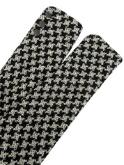 2009年製　CCボタンハウンドトゥースパターンフリルジャケット　ブラック/ホワイト