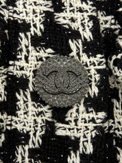 2009年製 CCボタンハウンドトゥースパターンフリルジャケット ブラック/ホワイト