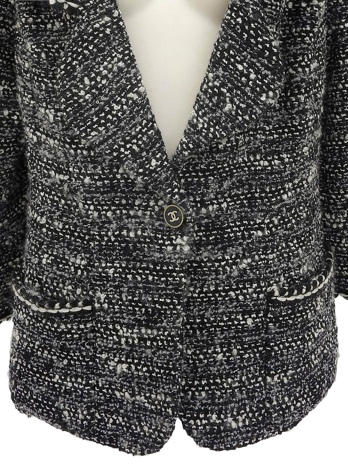 1994年製 ツイードCCマークボタンジャケット ブラック/ホワイト