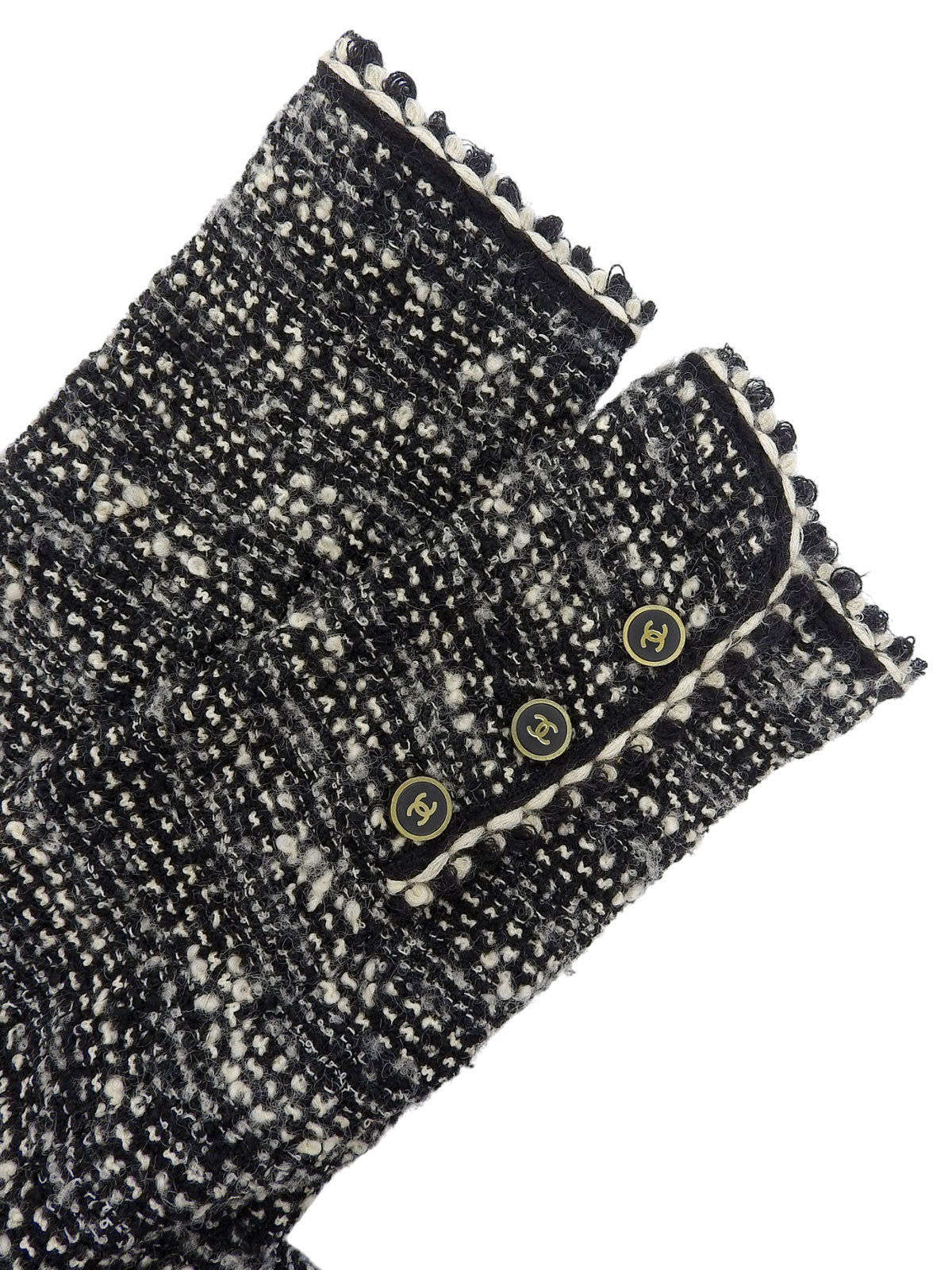 1994年製 ツイードCCマークボタンジャケット ブラック/ホワイト