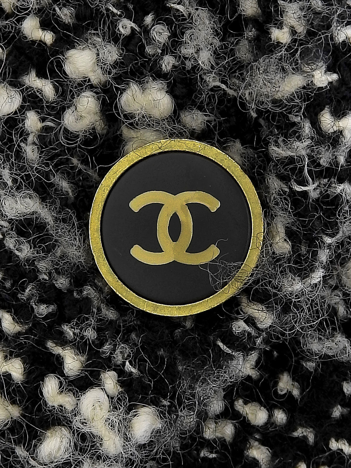 1994年製 ツイードCCマークボタンジャケット ブラック/ホワイト