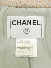 2001年製 カシミアツイードクリアCCマークボタンコート ベイビーブルー/マルチ