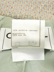 2001年製　カシミヤツイードクリアCCマークボタンコート　ベイビーブルー/マルチ