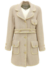 2001年製　カシミヤツイードクリアCCマークボタンコート　ベイビーブルー/マルチ