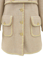 2001年製　カシミヤツイードクリアCCマークボタンコート　ベイビーブルー/マルチ