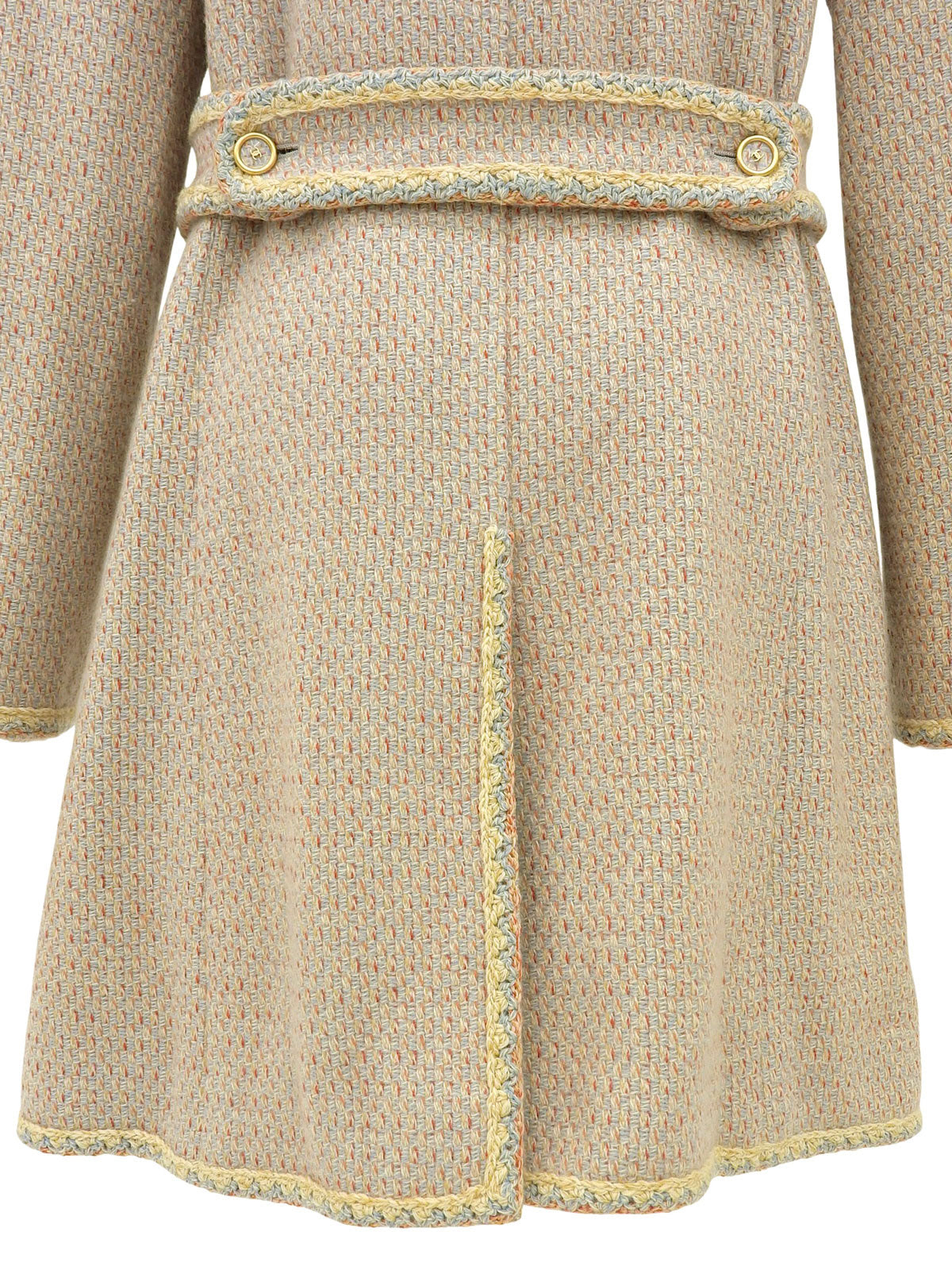 2001年製　カシミヤツイードクリアCCマークボタンコート　ベイビーブルー/マルチ