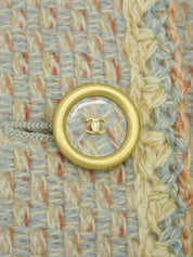 2001年製　カシミヤツイードクリアCCマークボタンコート　ベイビーブルー/マルチ