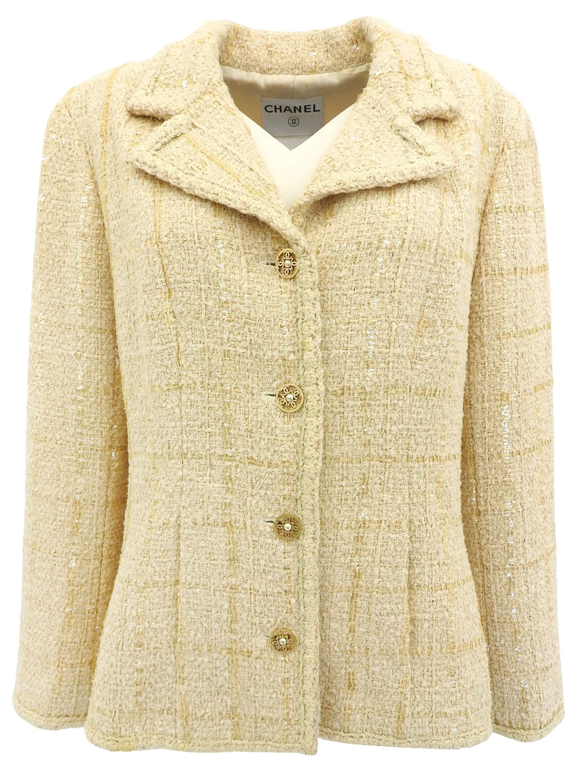 2001年製 スパンコールチェックパターンジャケット アイボリー