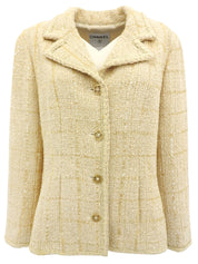 2001年製 スパンコールチェックパターンジャケット アイボリー