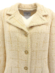 2001年製 スパンコールチェックパターンジャケット アイボリー