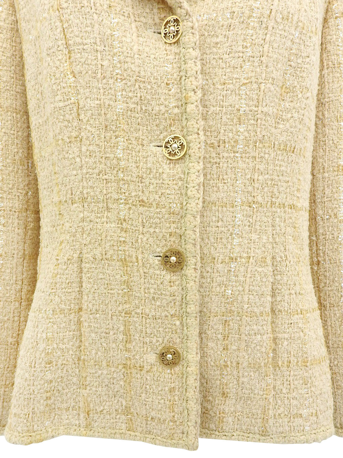 2001年製 スパンコールチェックパターンジャケット アイボリー