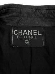 CCマークボタンレザーコート　ブラック