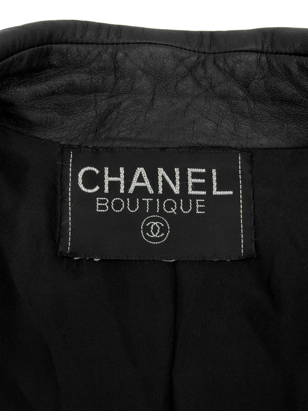 CCマークボタンレザーコート ブラック