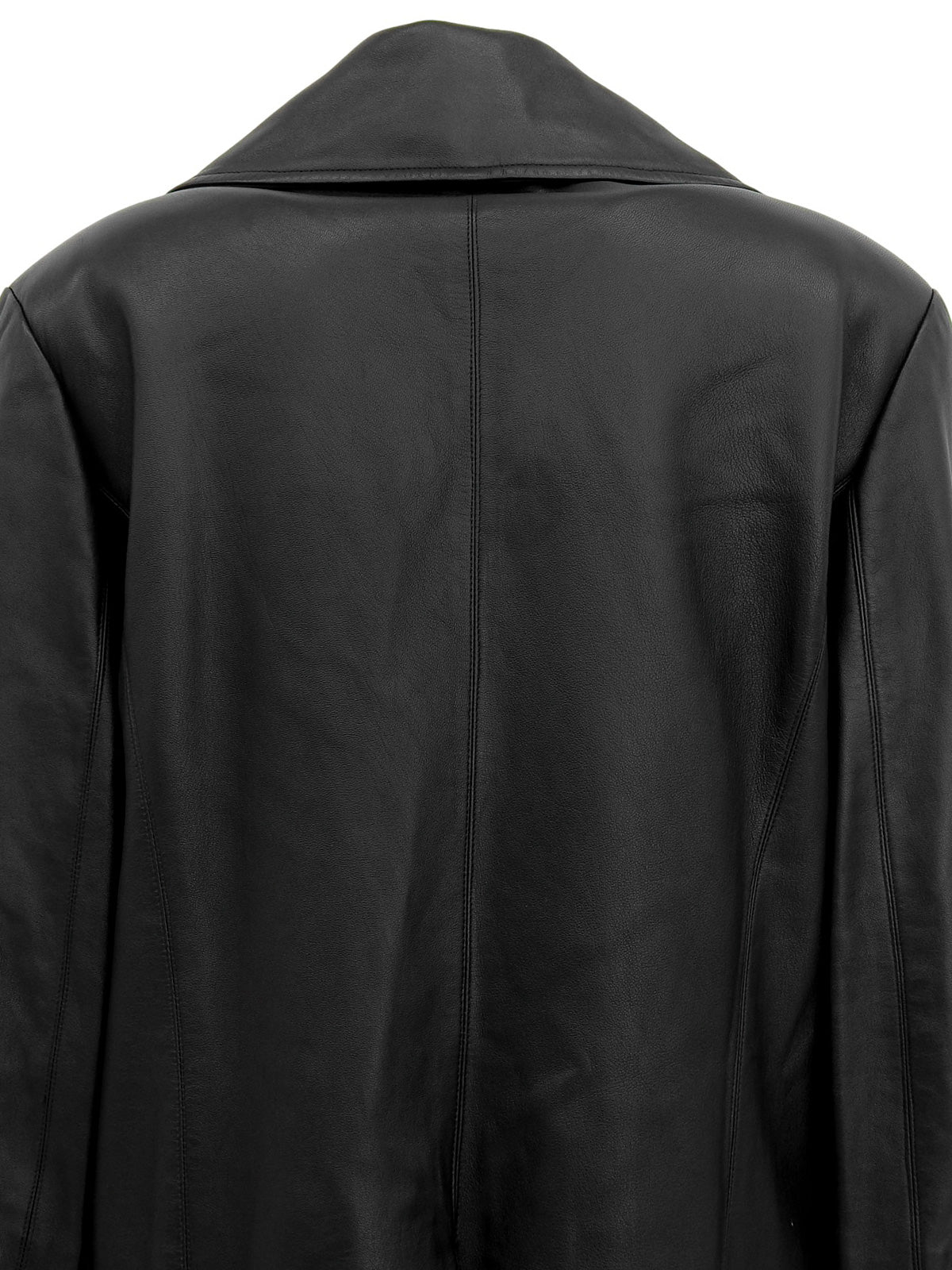 CCマークボタンレザーコート ブラック
