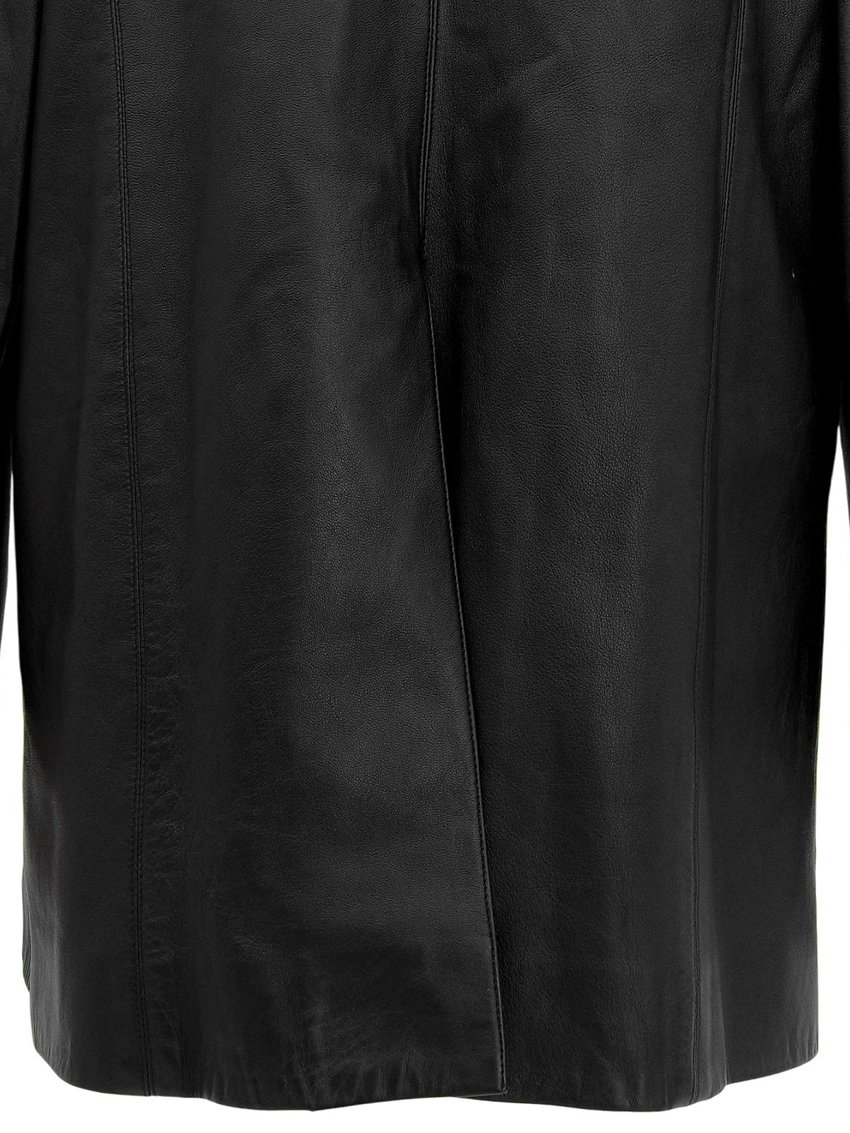 CCマークボタンレザーコート　ブラック