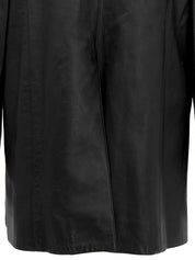 CCマークボタンレザーコート　ブラック